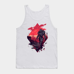 Armored Warrior Walks the Wasteland - Diamond Frame - Post Apocalyptic Tank Top